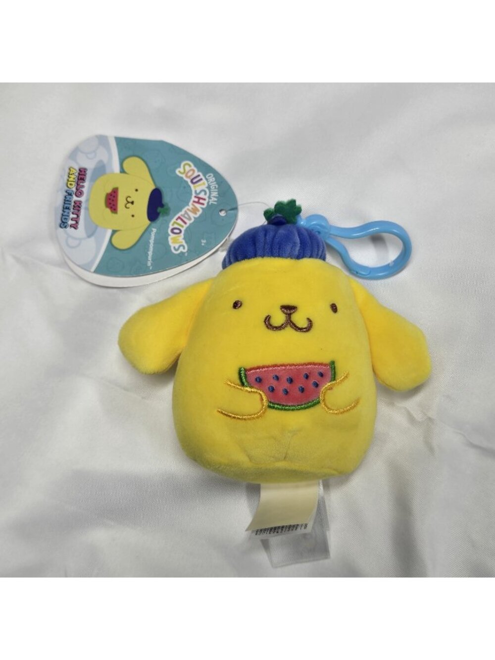 NWT Squishmallows Sanrio Clip Pompompurin Spring Time 3.5 Inch Soft Plush